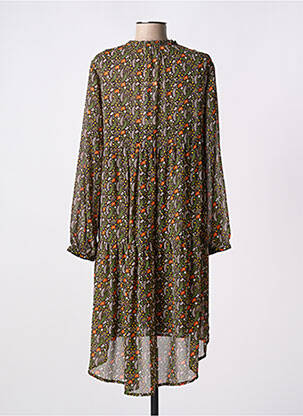 Robe mi-longue imprimé fleurs manches longues marron MD'M femme