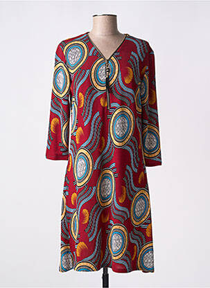 Robe mi-longue manches 3/4 manches 3/4 rouge ATLANTA femme