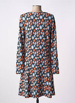 Robe mi-longue imprimé fleurs manches longues bleu MD'M femme