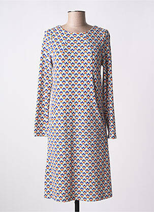 Robe mi-longue imprimé fantaisie manches longues bleu MD'M femme