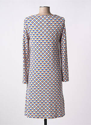 Robe mi-longue imprimé fantaisie manches longues bleu MD'M femme