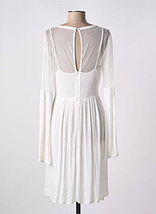 Robe mi-longue tissage crêpe manches longues blanc MISMASH femme