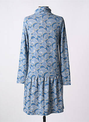 Robe mi-longue imprimé fantaisie manches longues bleu MD'M femme
