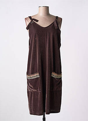 Robe mi-longue sans manche sans manche marron MISMASH femme