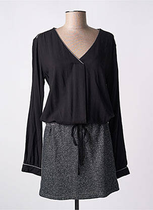 Robe mi-longue manches longues manches longues noir MISMASH femme