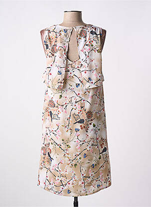 Robe mi-longue imprimé fleurs sans manche marron MISMASH femme