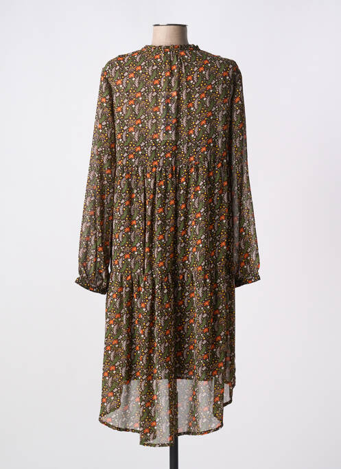 Robe mi-longue coupe fluide manches longues marron MD'M femme