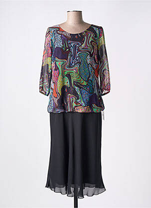 Robe mi-longue coupe fluide manches 3/4 noir JEAN DELFIN femme