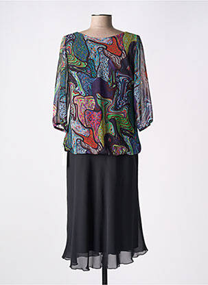 Robe mi-longue coupe fluide manches 3/4 noir JEAN DELFIN femme