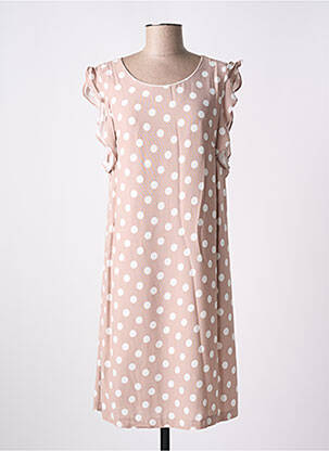 Robe mi-longue imprimé fantaisie sans manche beige MISMASH femme