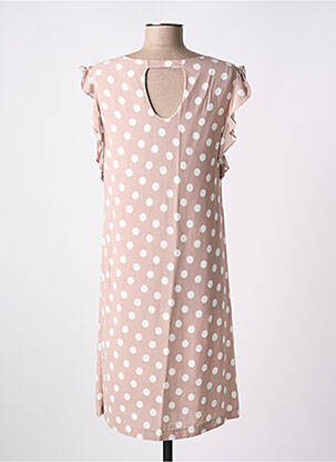 Robe mi-longue imprimé fantaisie sans manche beige MISMASH femme