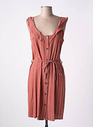 Robe mi-longue col rond fines bretelles marron SEASON femme