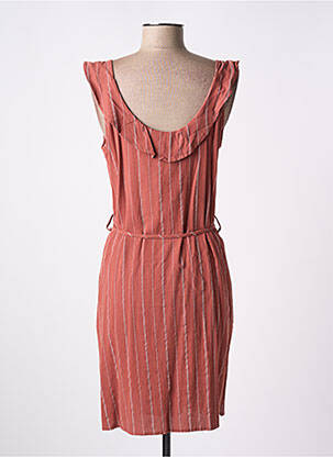 Robe mi-longue col rond fines bretelles marron SEASON femme