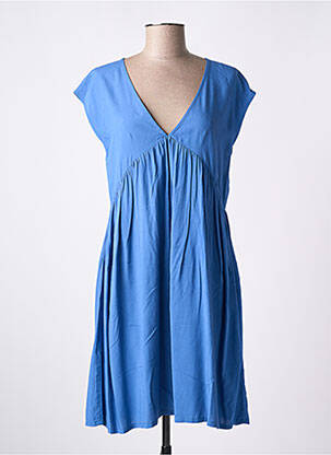 Robe mi-longue manches courtes manches courtes bleu LOSAN femme