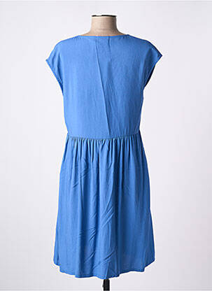 Robe mi-longue coupe fluide manches courtes bleu LOSAN femme