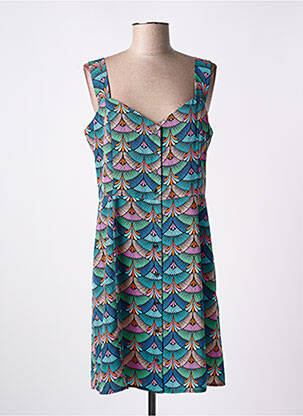Robe courte coupe cintrée fines bretelles bleu MOLLY BRACKEN femme