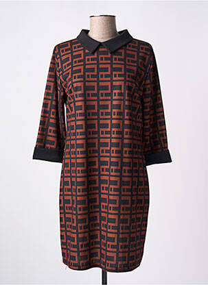 Robe courte manches 3/4 manches 3/4 marron DREAM VALLEY femme