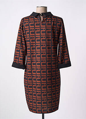Robe courte manches 3/4 manches 3/4 marron DREAM VALLEY femme
