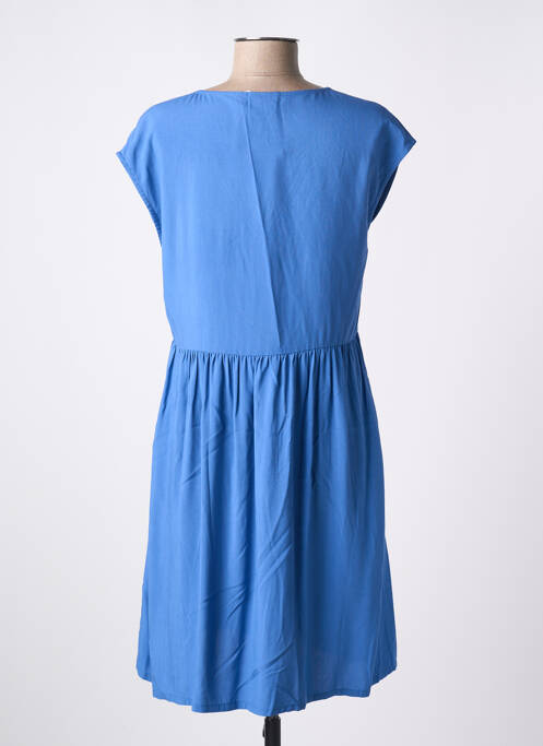 Robe mi-longue coupe fluide manches courtes bleu LOSAN femme