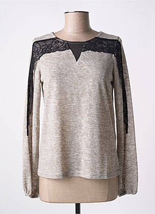 Pull tissage chiné manches longues gris MISMASH femme