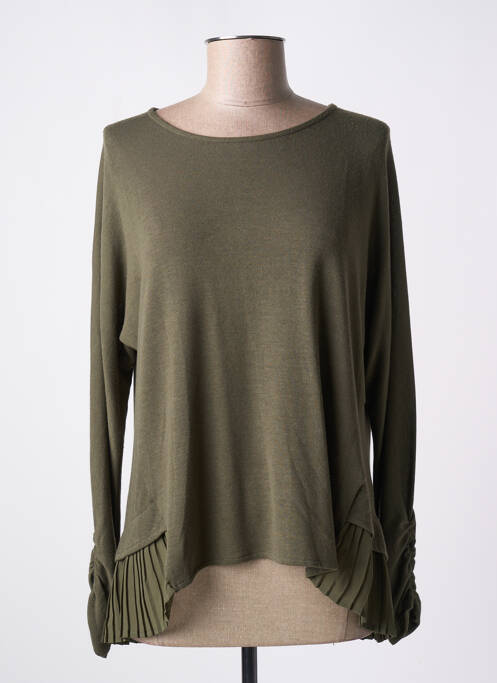 Pull coupe cintrée manches longues vert TIFFOSI femme