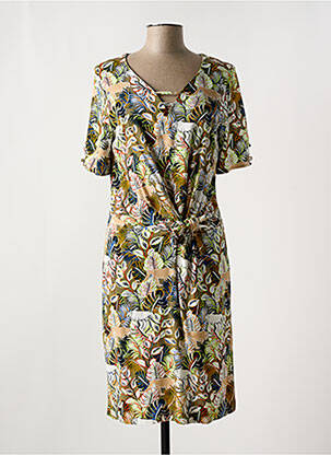 Robe mi-longue imprimé fantaisie manches courtes vert CONCEPT K femme