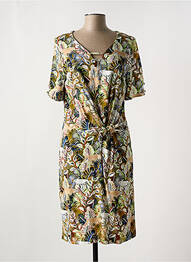 Robe mi-longue imprimé fantaisie manches courtes vert CONCEPT K femme