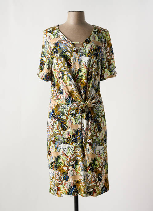 Robe mi-longue imprimé fantaisie manches courtes vert CONCEPT K femme