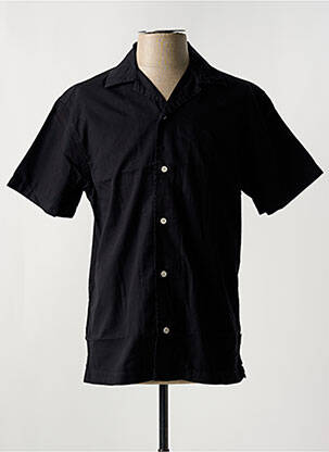 Chemise manches courtes col tailleur noir JACK & JONES homme