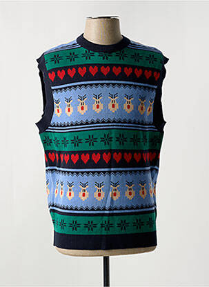 Pull stretch manches courtes bleu JACK & JONES homme