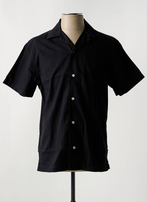 Chemise manches courtes col tailleur noir JACK & JONES homme