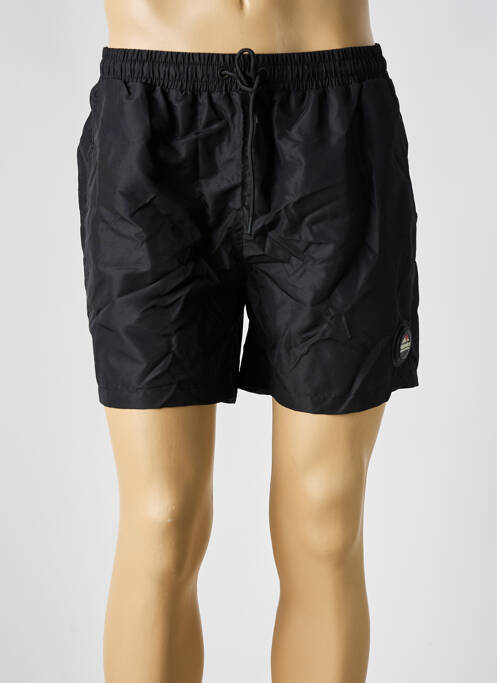 Short de bain effet matière satinée noir HELVETICA homme