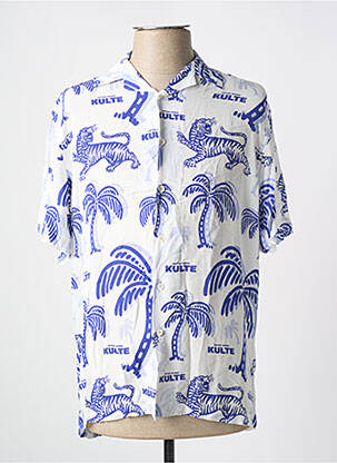 Chemise manches courtes col tailleur bleu KULTE homme