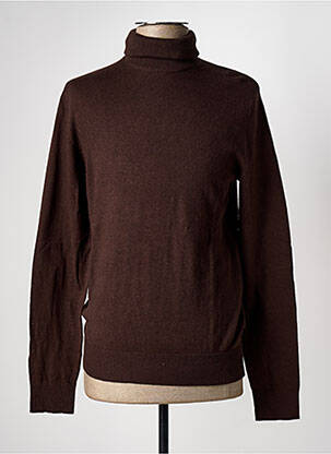 Pull col roulé coupe cintrée manches longues marron JACK & JONES homme