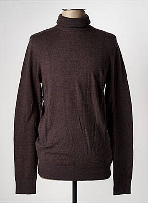 Pull col roulé coupe cintrée manches longues marron fonce JACK & JONES homme