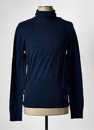 Pull col roulé coupe cintrée manches longues bleu fonce JACK & JONES homme