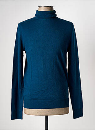 Pull col roulé coupe cintrée manches longues bleu JACK & JONES homme