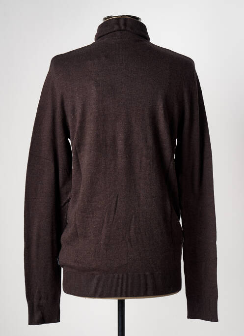 Pull col roulé coupe cintrée manches longues marron fonce JACK & JONES homme