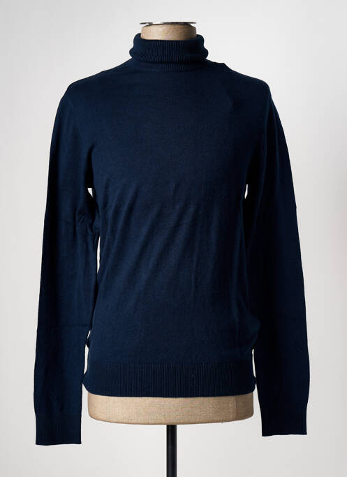 Pull col roulé coupe cintrée manches longues bleu fonce JACK & JONES homme