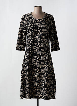 Robe mi-longue manches 3/4 manches 3/4 noir EVER SASSY femme