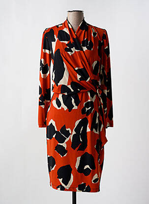 Robe mi-longue manches longues manches longues orange JOSEPH RIBKOFF femme