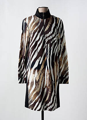 Robe mi-longue manches longues manches longues marron TUZZI femme