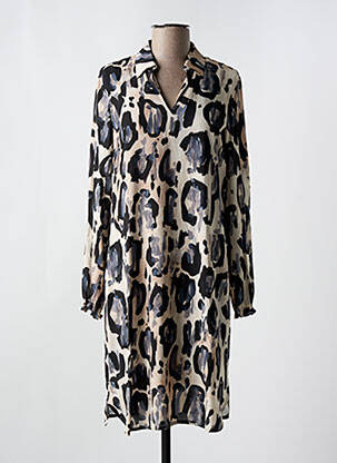 Robe mi-longue coupe fluide manches longues gris LE COMTE femme