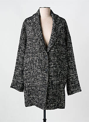 Manteau long coupe droite sans capuche noir EVA KAYAN femme