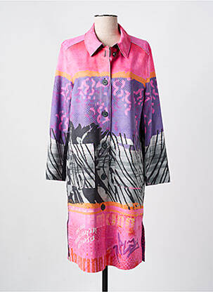 Manteau long coupe cintrée sans capuche rose TUZZI femme