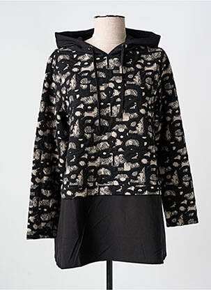 Sweat-shirt à capuche tissage jersey manches longues noir EVER SASSY femme