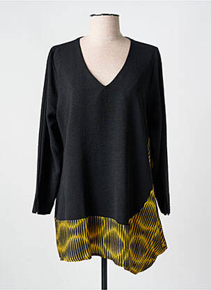 Tunique manches longues tissage crêpe noir FRANCK ANNA femme