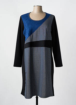 Robe mi-longue imprimé fantaisie manches longues bleu GUY DUBOUIS femme
