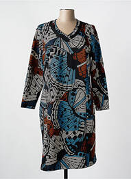 Robe mi-longue imprimé fantaisie manches longues noir GUY DUBOUIS femme