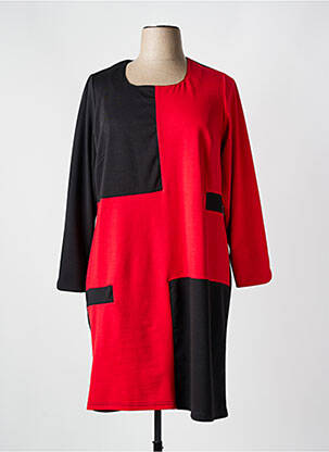 Robe mi-longue manches longues manches longues rouge GUY DUBOUIS femme